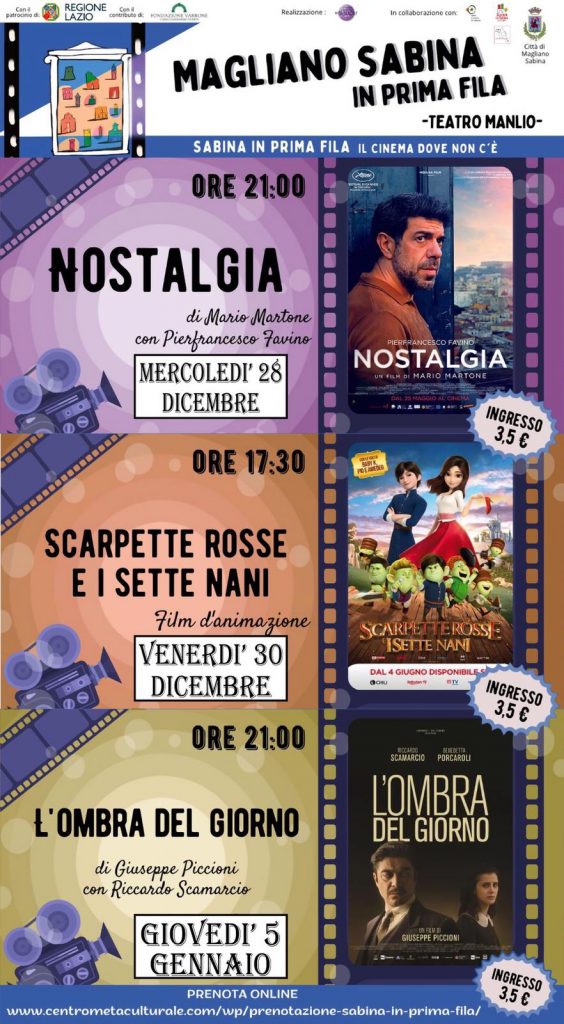 Teatro Manlio di Magliano Sabina appuntamento con il cinema delle feste natalizie